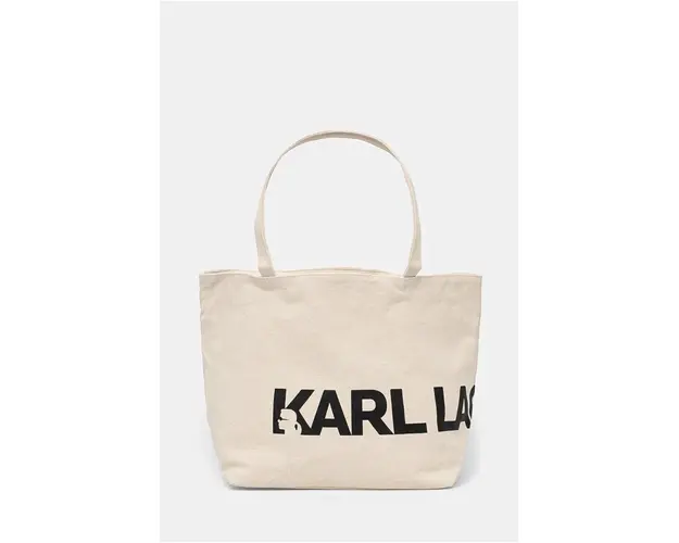 Karl Lagerfeld geanta de bumbac culoarea bej, 246W3886