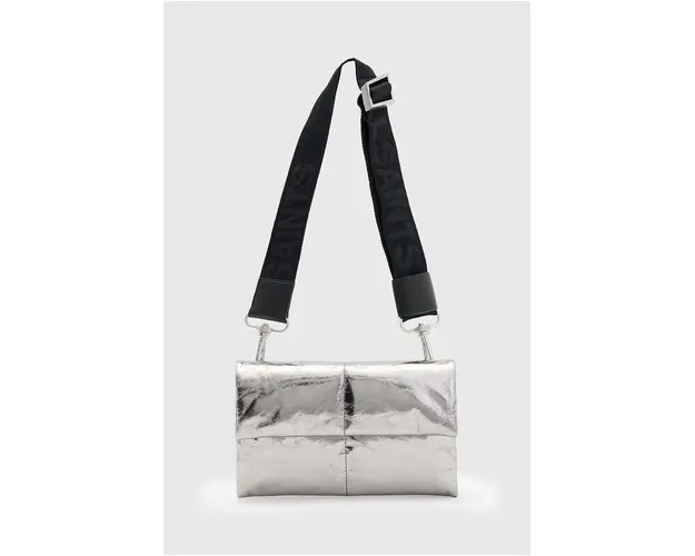 AllSaints poseta de piele EZRA QUILT CROSSBODY culoarea argintiu, W308XB