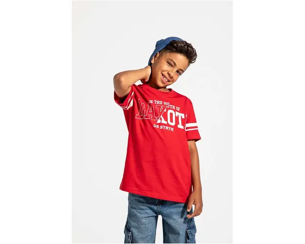 Coccodrillo tricou de bumbac pentru copii culoarea rosu, cu imprimeu, ACADEMY BOY JUNIOR