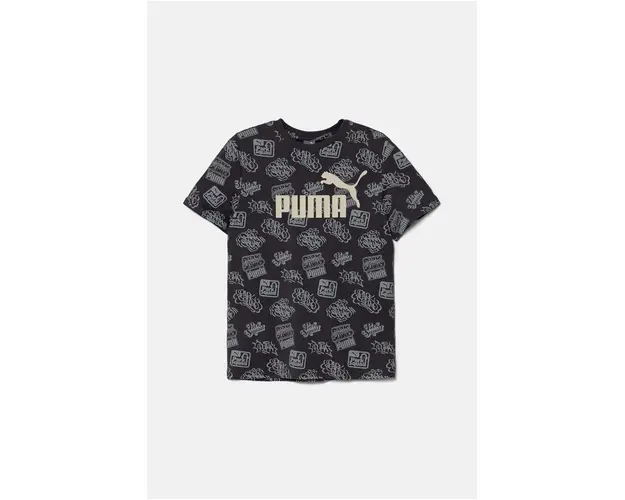 Puma tricou de bumbac pentru copii ESS+ MID 90s AOP Tee culoarea gri, modelator, 681875