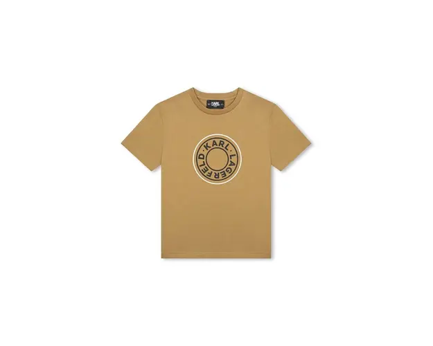 Karl Lagerfeld tricou de bumbac pentru copii culoarea maro, cu imprimeu, Z30247