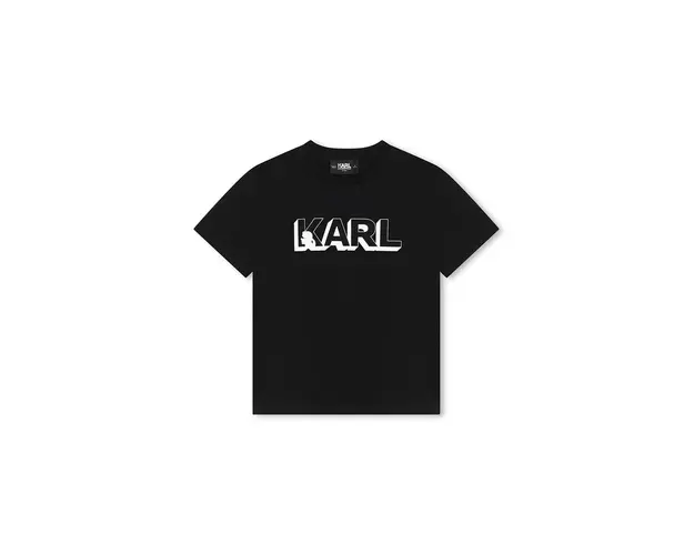 Karl Lagerfeld tricou de bumbac pentru copii culoarea negru, cu imprimeu, Z30254
