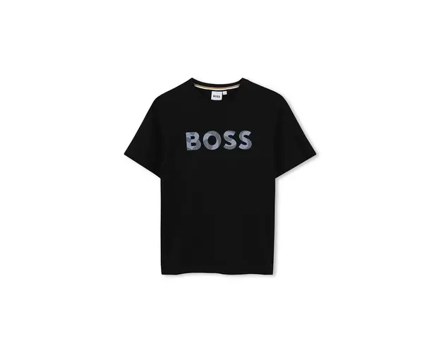 BOSS tricou de bumbac pentru copii culoarea negru, cu imprimeu, J51210