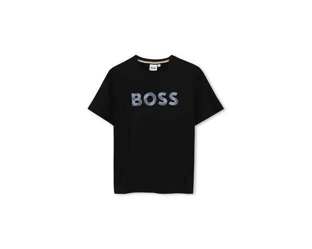 BOSS tricou de bumbac pentru copii culoarea negru, cu imprimeu, J51210