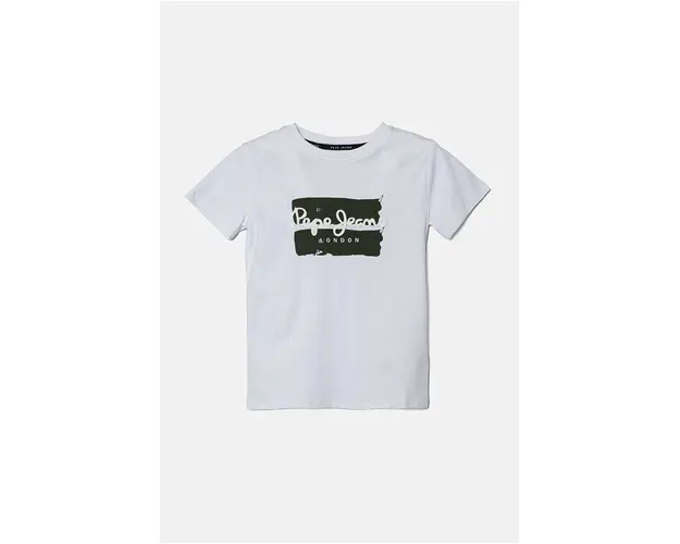 Pepe Jeans tricou de bumbac pentru copii BAIRON culoarea alb, cu imprimeu, PB503905