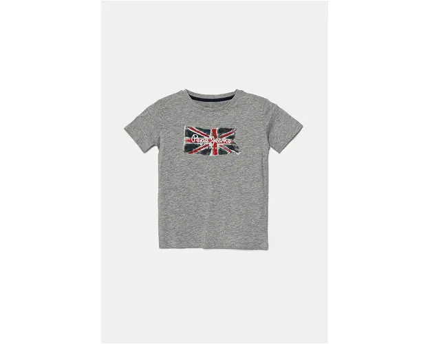 Pepe Jeans tricou de bumbac pentru copii CLAG culoarea gri, cu imprimeu, PB503910