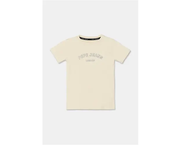 Pepe Jeans tricou de bumbac pentru copii ALDRIDGE culoarea bej, cu imprimeu, PB503918