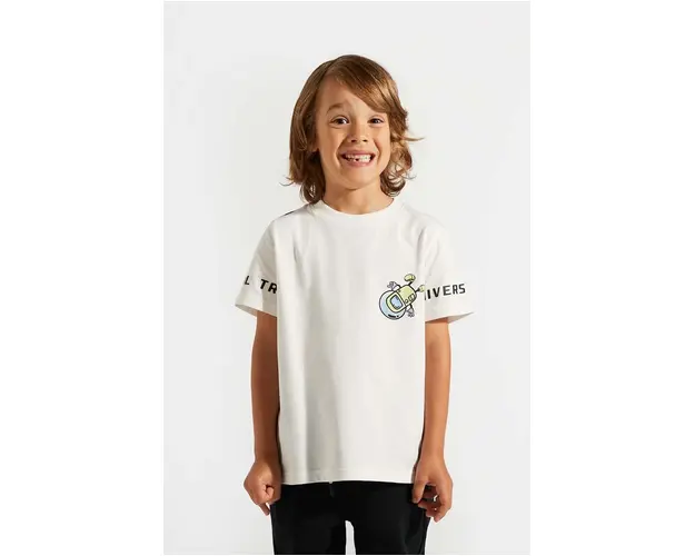 Coccodrillo tricou de bumbac pentru copii culoarea alb, modelator, WORLD OF PIXEL BOY KIDS
