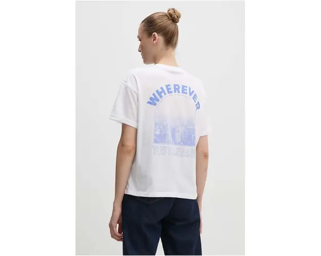 Boss Orange tricou din bumbac femei, culoarea alb, 50519425