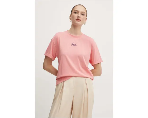 Boss Orange tricou din bumbac femei, culoarea roz, 50519425