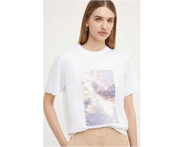 BOSS tricou din bumbac femei, culoarea alb, 50521931