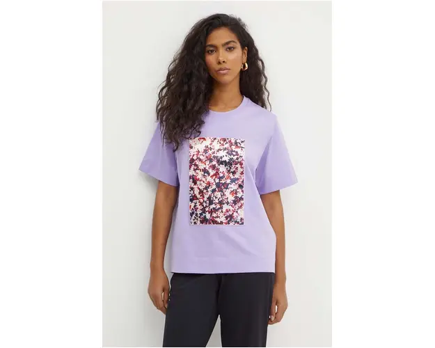 BOSS tricou din bumbac femei, culoarea violet, 50521931