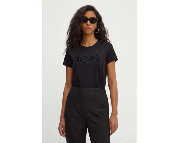 BOSS tricou din bumbac femei, culoarea negru, 50522209