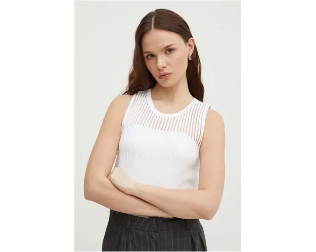 Dkny top femei, culoarea alb, P4DSAP69