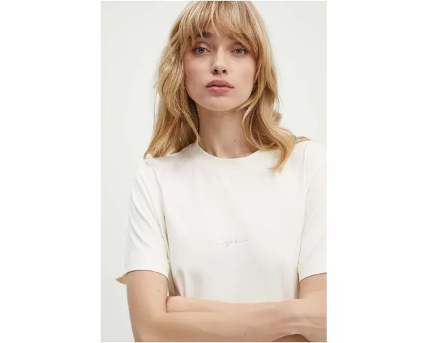 MSGM tricou din bumbac femei, culoarea bej, 3741MDM143.247798