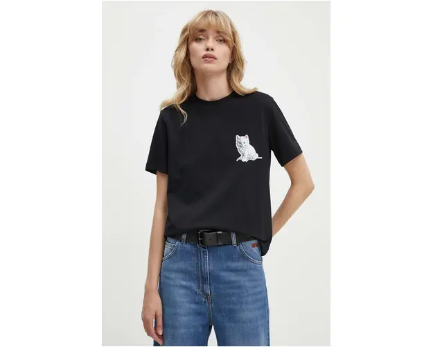 MSGM tricou din bumbac femei, culoarea negru, 3741MDM139.247798
