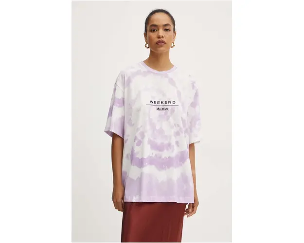 Weekend Max Mara tricou din bumbac femei, culoarea alb, 2425946041600