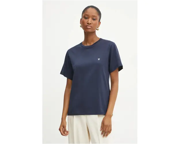 Weekend Max Mara tricou din bumbac femei, culoarea albastru marin, 2425976021600