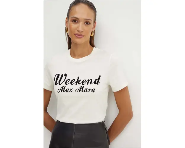 Weekend Max Mara tricou din bumbac femei, culoarea bej, 2425976031600
