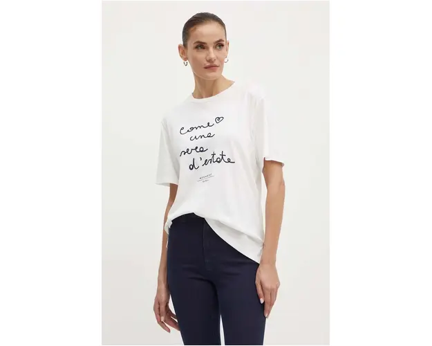 Weekend Max Mara tricou din bumbac femei, culoarea alb, 2425976041600