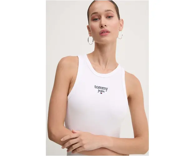 Tommy Jeans top femei, culoarea alb, DW0DW18408
