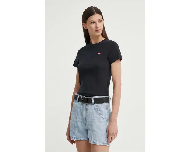 Levi's tricou din bumbac femei, culoarea negru, 000KK