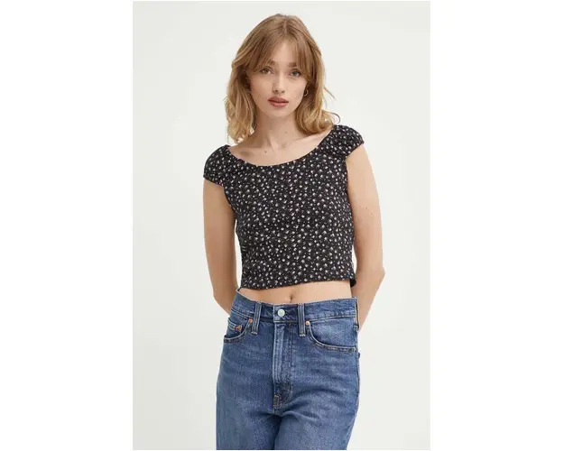 Levi's top din bumbac culoarea negru, A8784