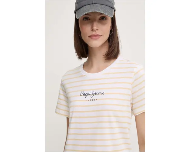 Pepe Jeans tricou din bumbac ELBA femei, culoarea galben, PL505876