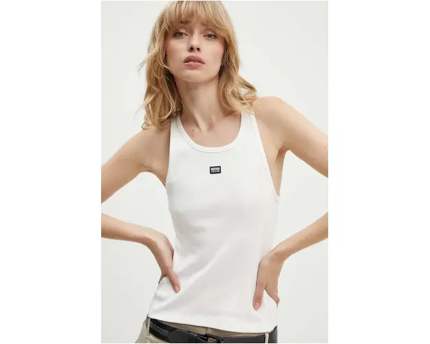 Moschino Jeans top din bumbac culoarea bej, 0807.8236