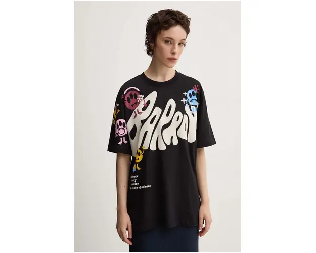 Barrow tricou din bumbac femei, culoarea negru, F4BWUATH060