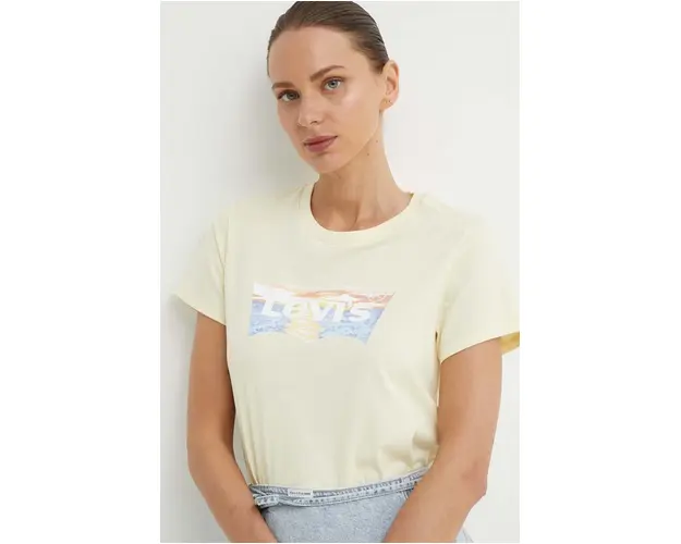 Levi's tricou din bumbac femei, culoarea galben, 17369