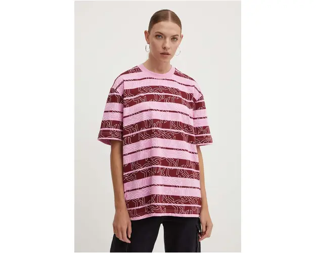 Karl Lagerfeld Jeans tricou din bumbac femei, culoarea roz, 245J1706