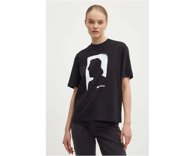Karl Lagerfeld Jeans tricou din bumbac femei, culoarea negru, 245J1711