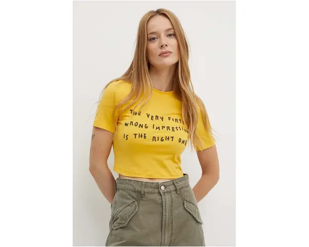 MAX&Co. tricou x Pietro Terzini femei, culoarea galben, 2428976011200