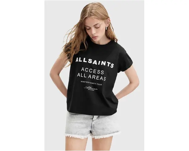 AllSaints tricou din bumbac TOUR ANNA femei, culoarea negru, W071JA
