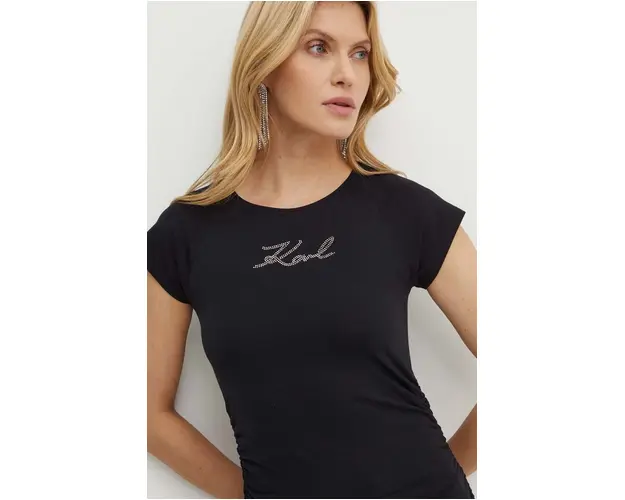 Karl Lagerfeld tricou femei, culoarea negru, 245W1700