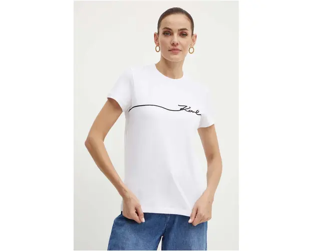 Karl Lagerfeld tricou din bumbac femei, culoarea alb, 245W1706