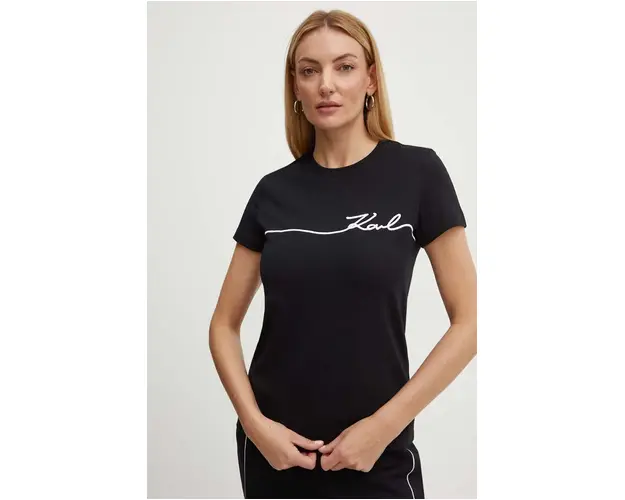 Karl Lagerfeld tricou din bumbac femei, culoarea negru, 245W1706