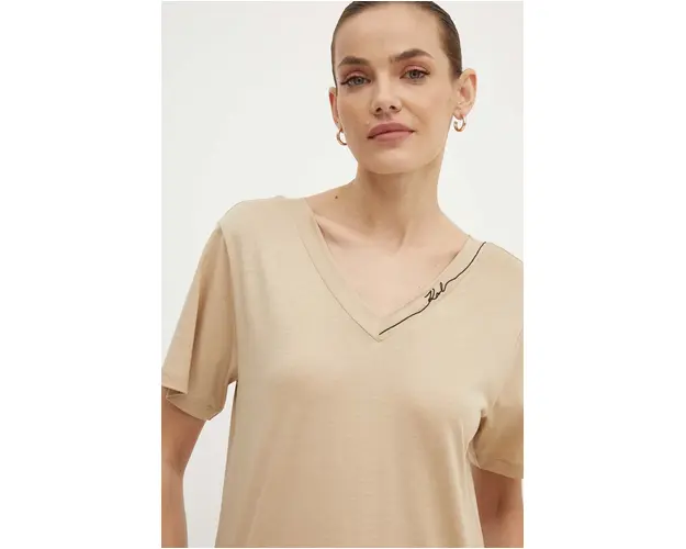 Karl Lagerfeld tricou femei, culoarea maro, 245W1709