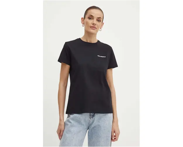 Karl Lagerfeld tricou din bumbac femei, culoarea negru, 245W1714