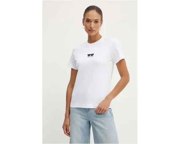 Karl Lagerfeld tricou din bumbac femei, culoarea alb, 245W1717