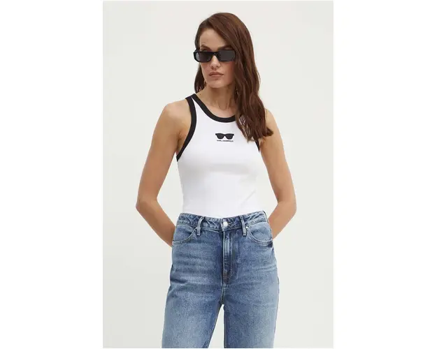 Karl Lagerfeld top femei, culoarea alb, 245W1719