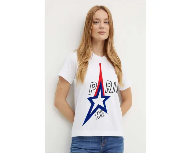 Karl Lagerfeld tricou din bumbac femei, culoarea alb, 245W1730