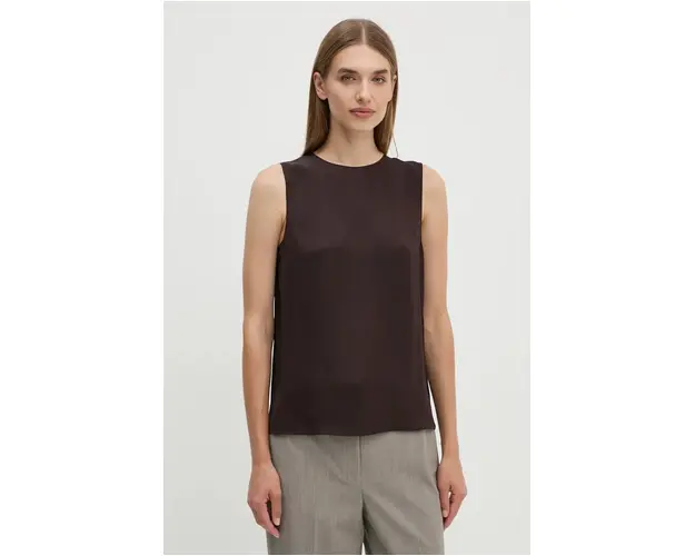 Theory top de matase culoarea maro, neted, M0102539