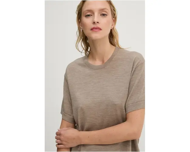 Theory tricou de lana culoarea bej, O0711719