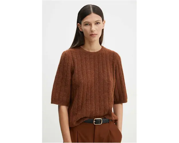 Gestuz tricou femei, culoarea maro, calduros, 10909143