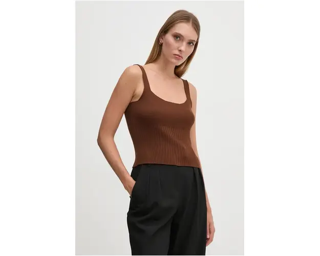 United Colors of Benetton bluza femei, culoarea maro, neted, 1090DH019