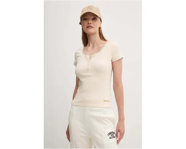 Superdry tricou femei, culoarea bej, W1011538A-2YZ