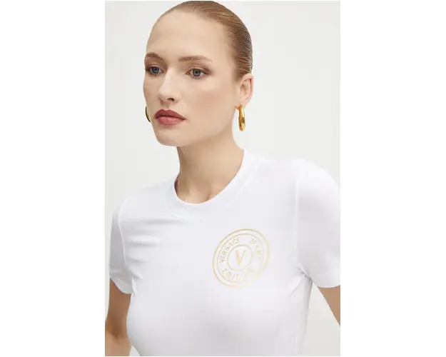 Versace Jeans Couture tricou femei, culoarea alb, 77HAHT00 CJ03T