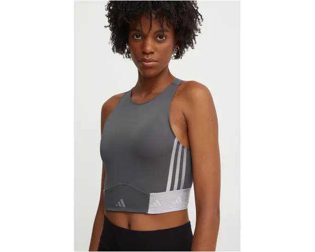 adidas Performance top de antrenament Hyperglam culoarea gri, IK5504